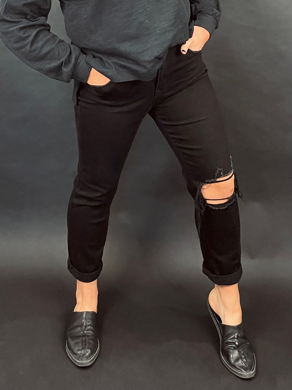 Vervet Black on Black Boyfriend Jeans